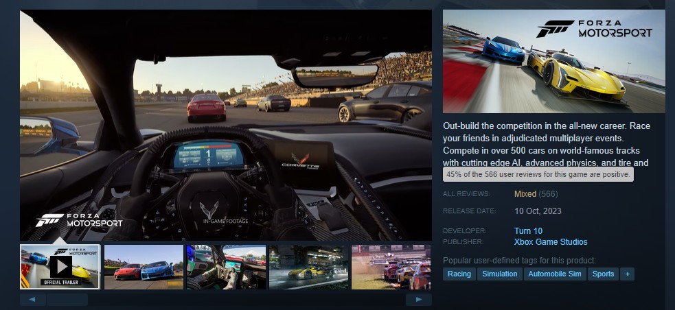 Forza Motorsport is Mostly Negative on steam : r/forza