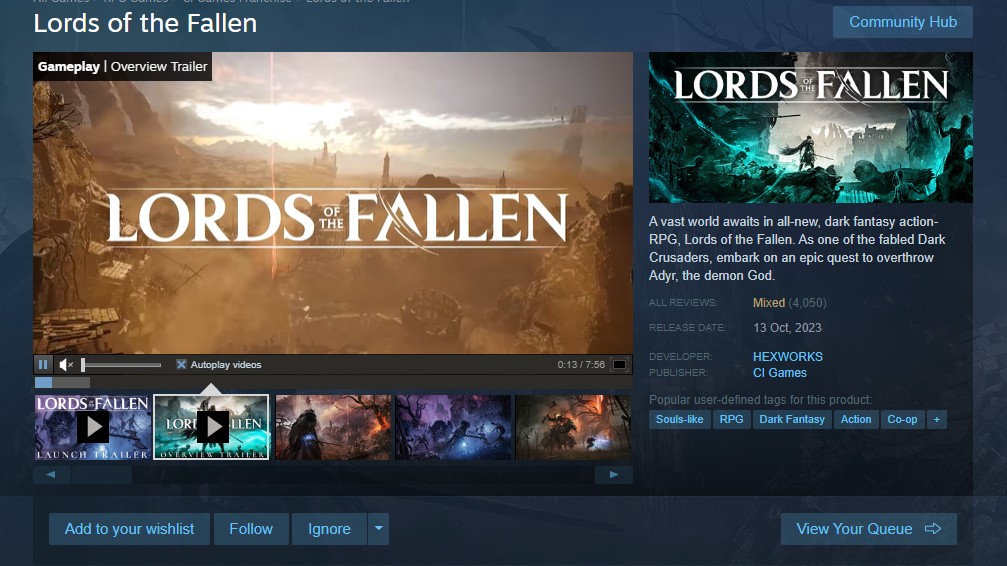 Lords of the Fallen performance issues lead to “mixed” Steam reviews