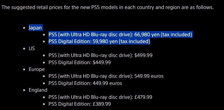 PlayStation 5 Prices