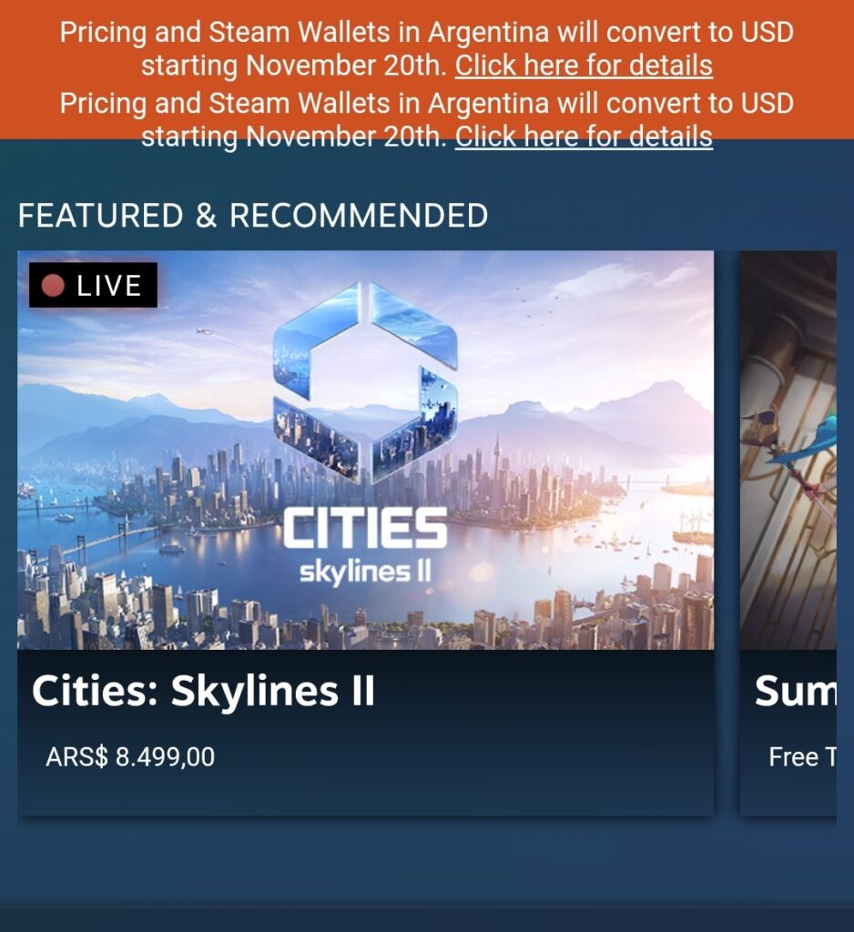 Steam to abandon regional pricing in Turkey and Argentina by converting  user wallets to USD in November