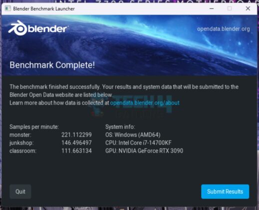 ASRock Z790 NOVA WiFi - Blender Benchmark 4.0