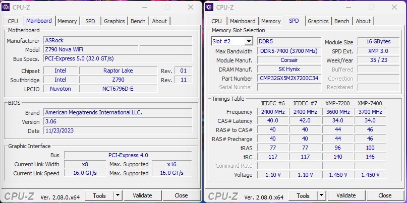 Corsair Dominator Titanium DDR5-7200 C34 Running At 7400MHz