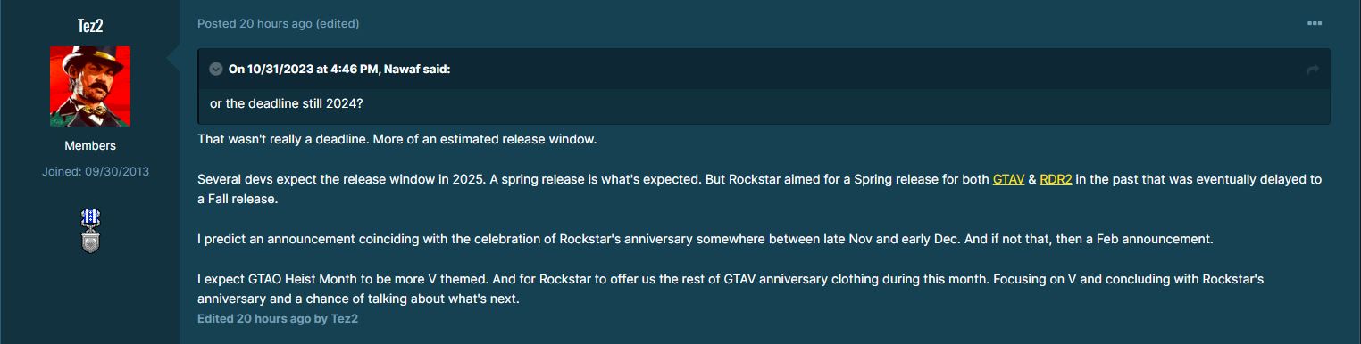 GTA 6 Reveal November December
