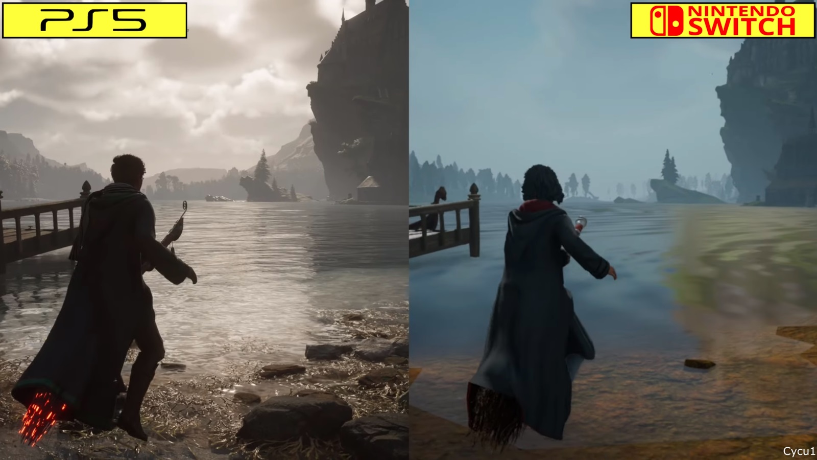 Comparison of Hogwarts Legacy on Nintendo Switch and PS5