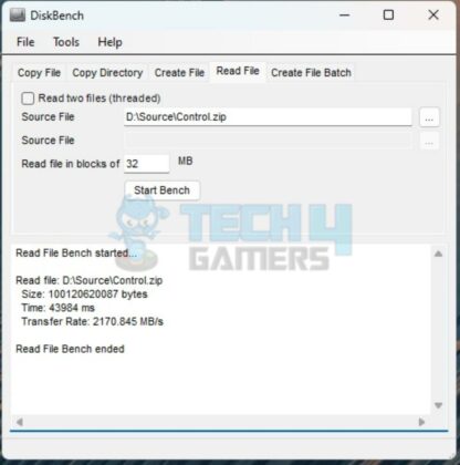 Sabrent Rocket NANO XTRM 1TB - DiskBench - Read File