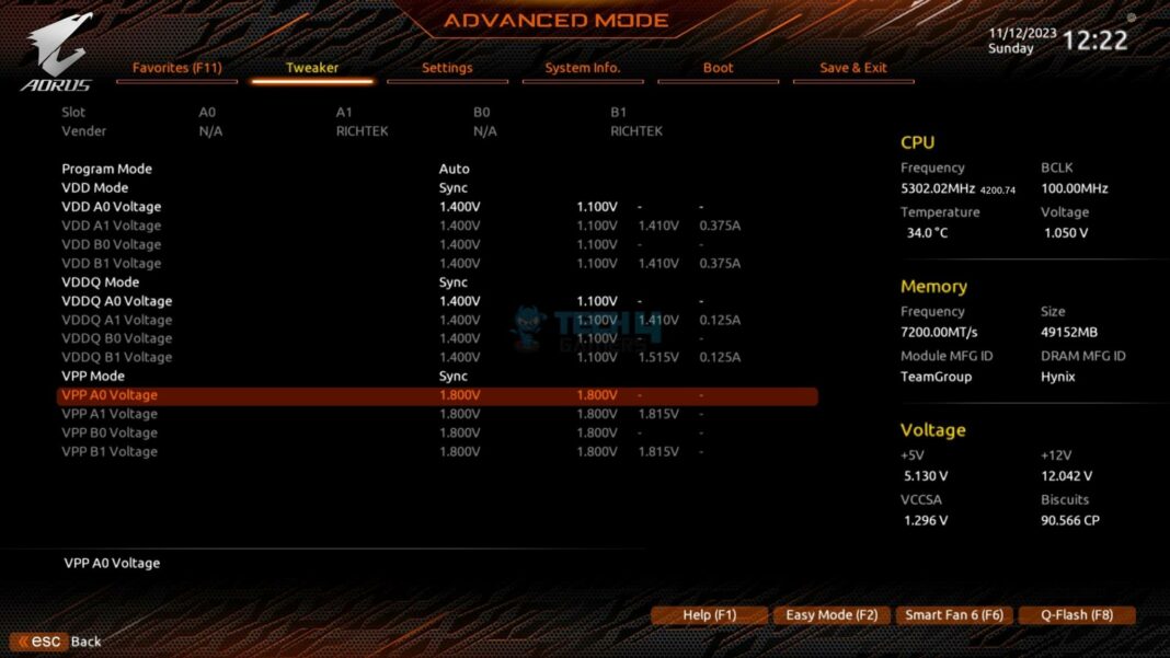 Teamgroup T-Create Expert DDR5 32GB 7200MHz CAS34 kit - BIOS 3