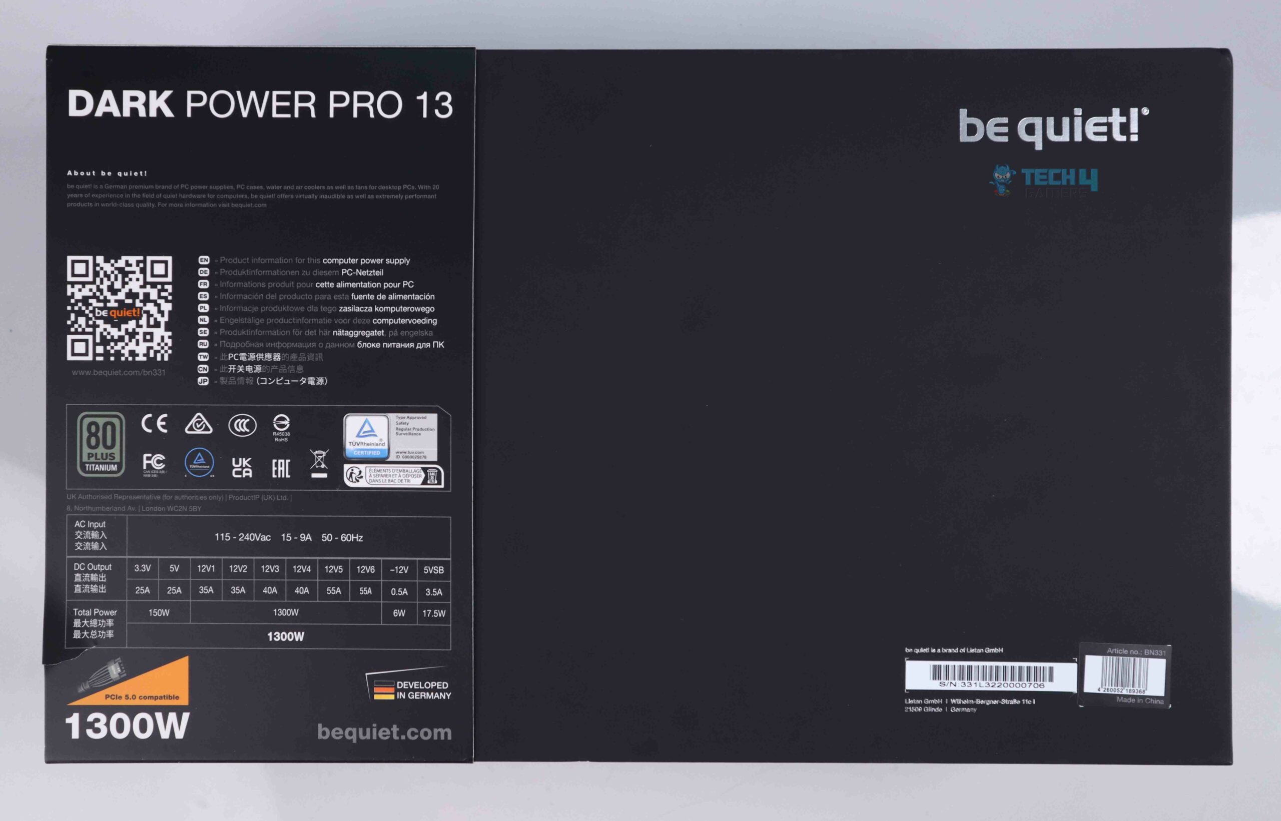 Dark Power Pro 13 1300W - Box Backside