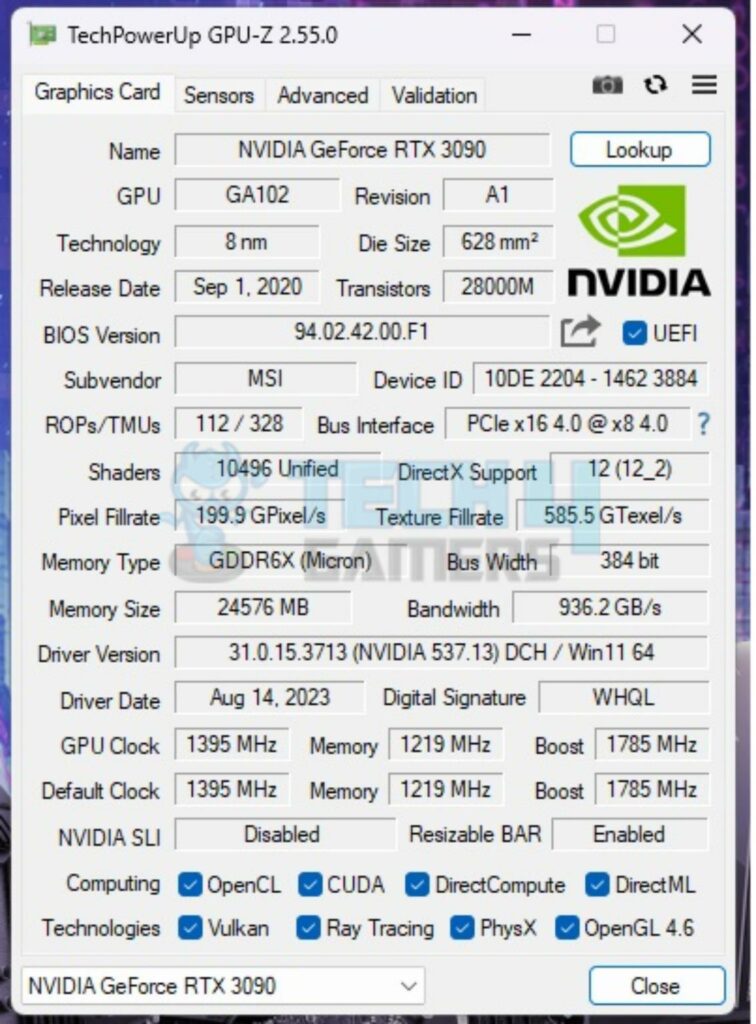 ASRock Z790 Taichi Lite — GPU Z 756x102