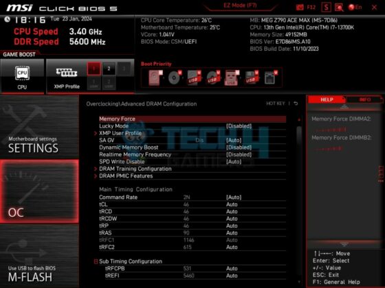 Teamgroup T-Force Xtreem 8200MHz CL38 48GB DDR5 kit - BIOS 4