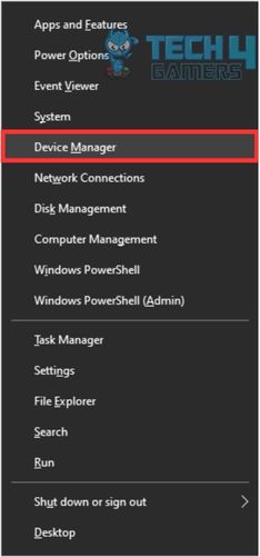 Windows + X or Power User Menu highlighting device manager utility