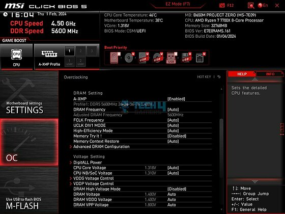 MSI B650M Project Zero - BIOS