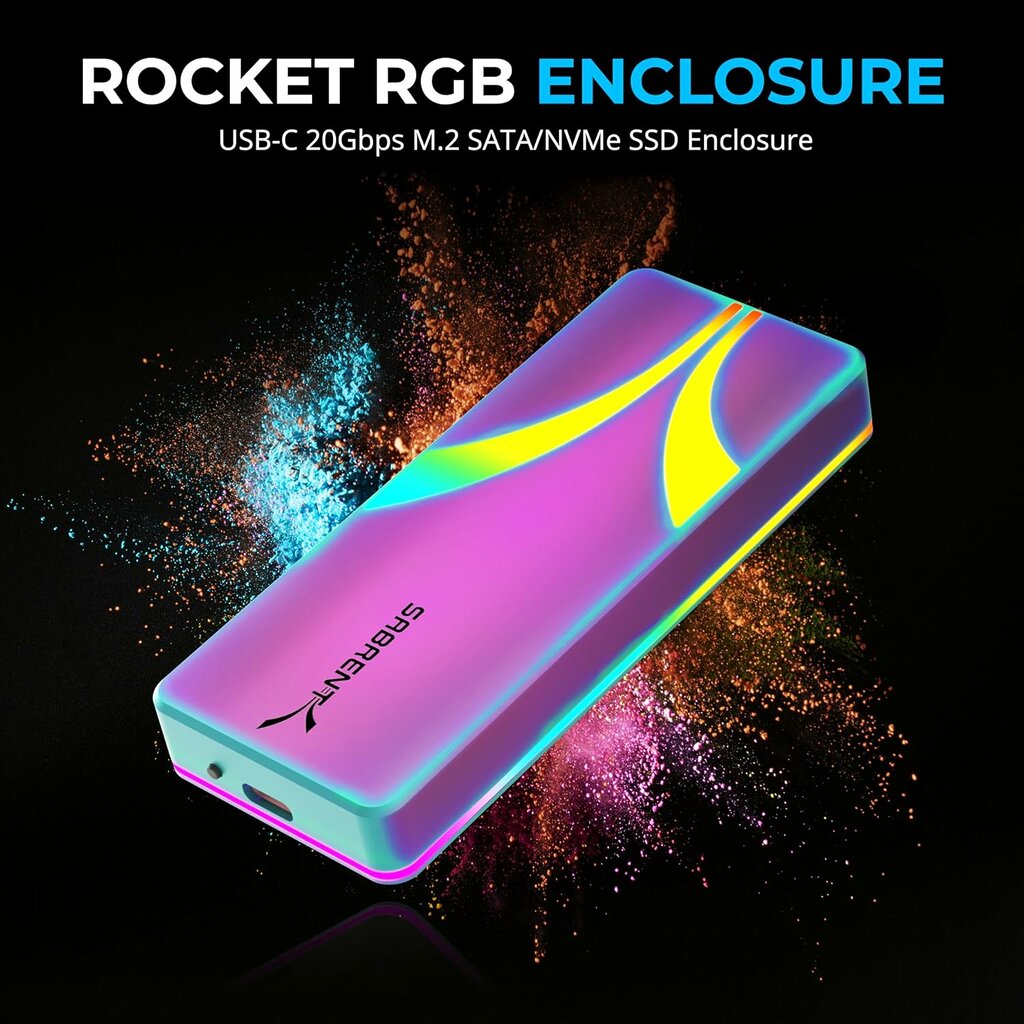 Sabrent Rocket RGB USB C 20Gbps M.2 Enclosure