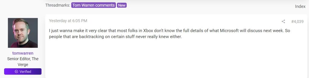 Tom Warren Computer Xbox Team Reportedly In The Dark For Next Week's Exclusivity Announcement