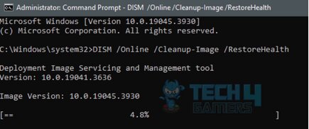 Type DISM /Online /Cleanup-Image /RestoreHealth in command prompt