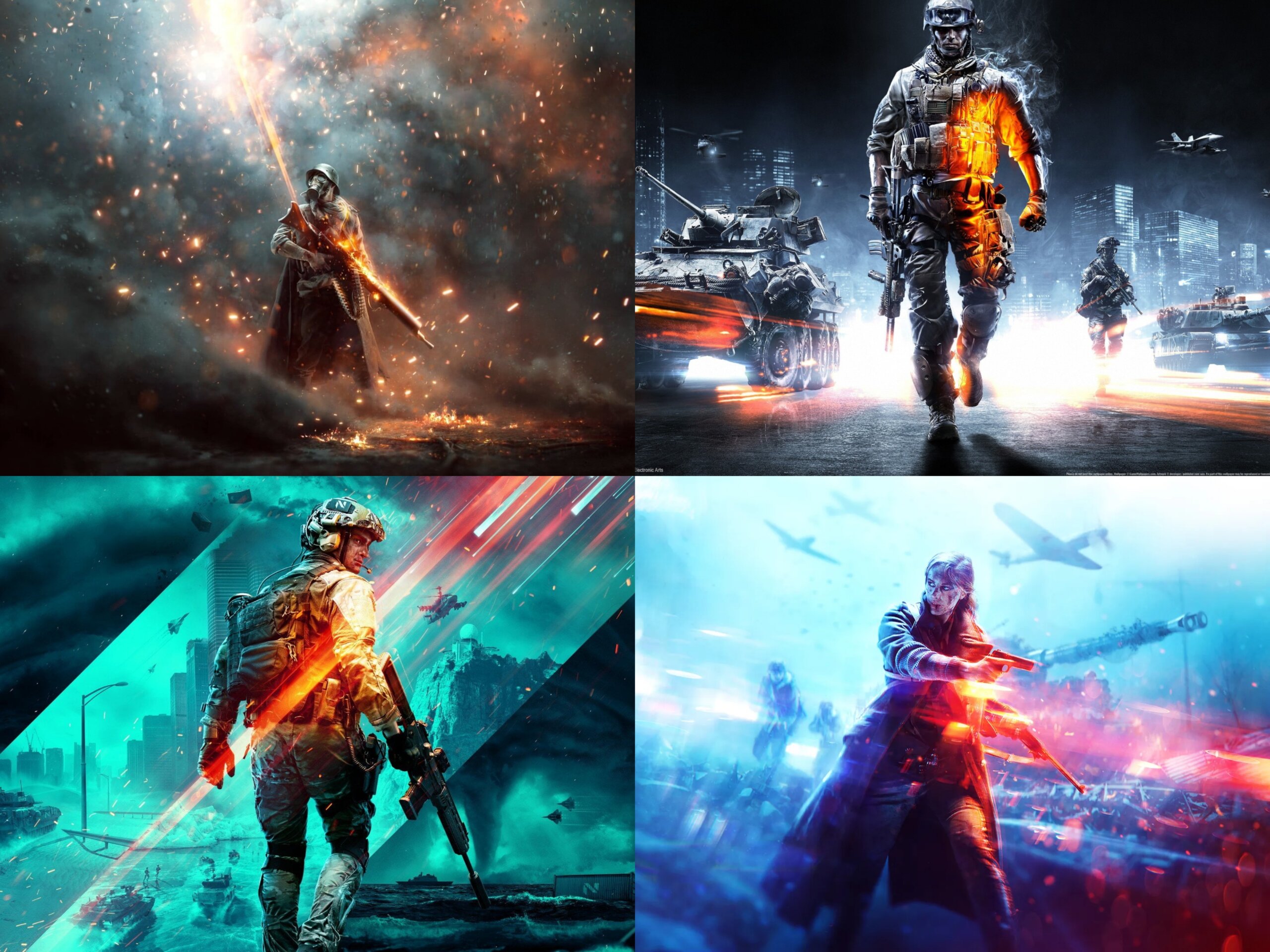 all battlefield games collage
