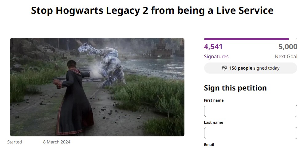 Hogwarts Legacy Petition
