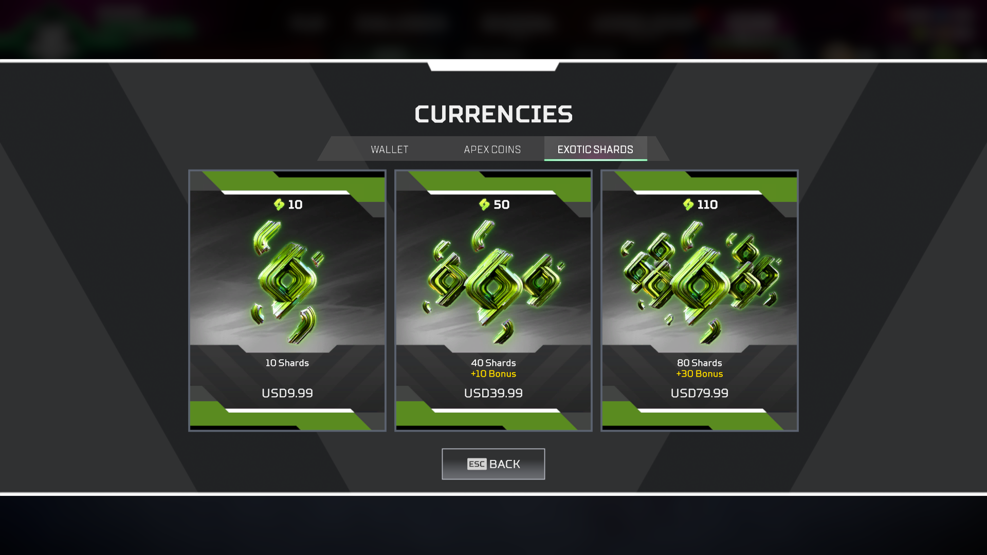 Apex Legends Exotic Shards Currency