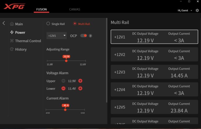 App View Voltage Rail Control