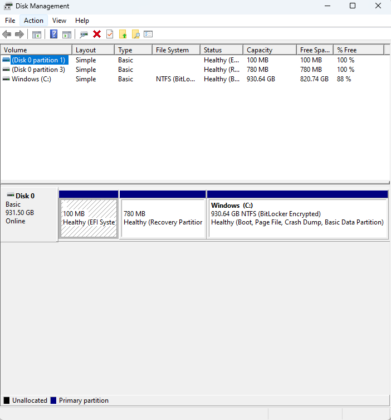 Disk Management Screenshot Of Beelink SER8