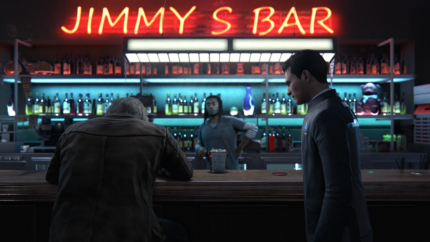 Hank And Connor At Jimmy's Bar In Detroit Become Human