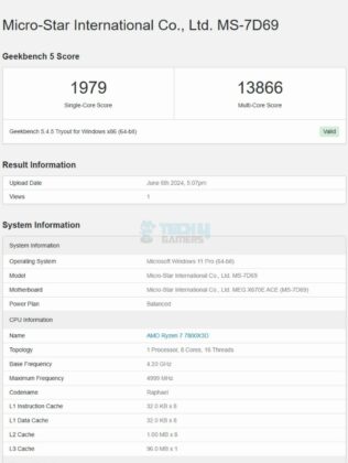 MSI MEG X670E ACE - Test Result - CPU Benchmark - GeekBench 5.4.5