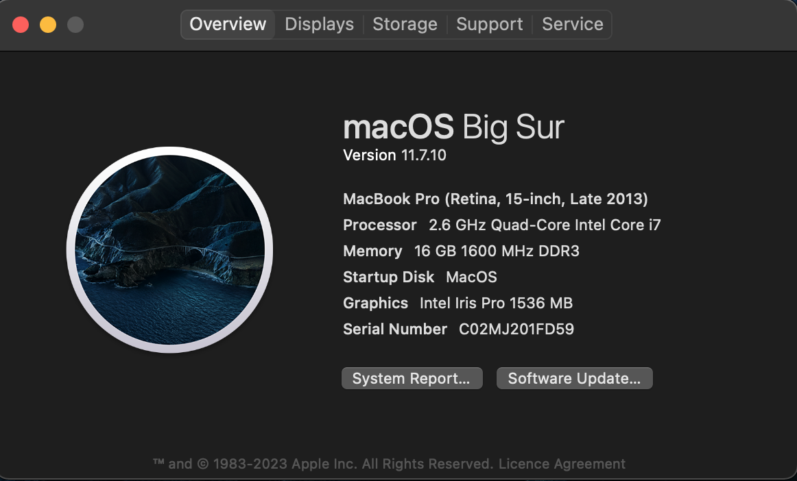 Outlining the fundamental specs of my 2013 MBP.