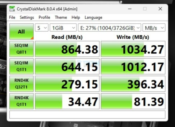 ASRock B650E Steel Legend WiFi - Test Result - Storage Performance - CrystalDiskMark - USB 3.2 Gen2 Drive