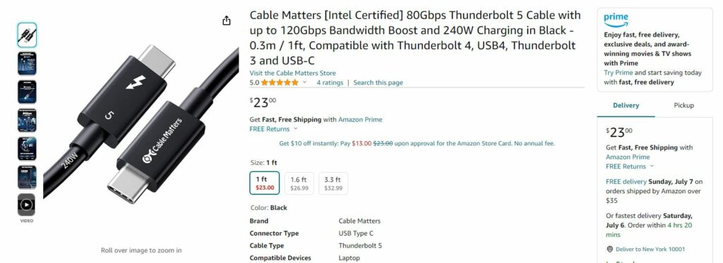 Thunderbolt 5 Cable