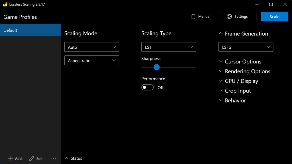 Lossless Scaling Configuration (Image credit: Lossless Scaling)