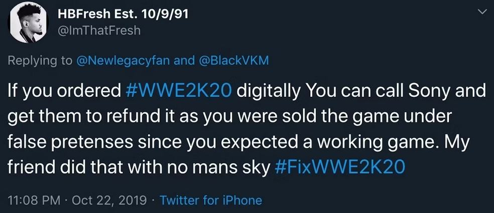 Tweet For WWE 2K20