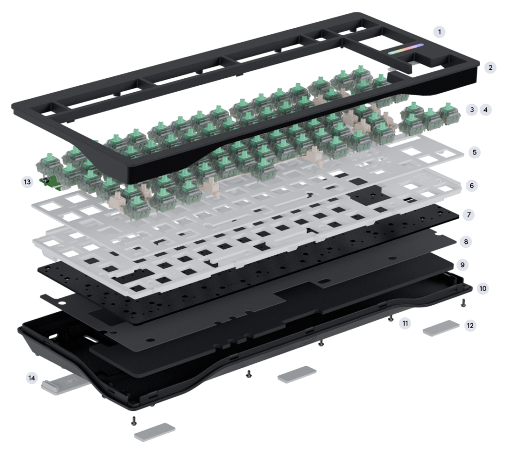 Wooting 80HE exploded view