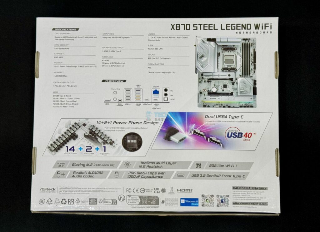 ASRock X870 Steel Legend WiFi box rear