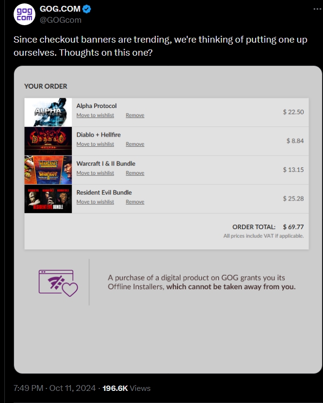 GOG Mocks Steam For Not Selling Offline Game Installers