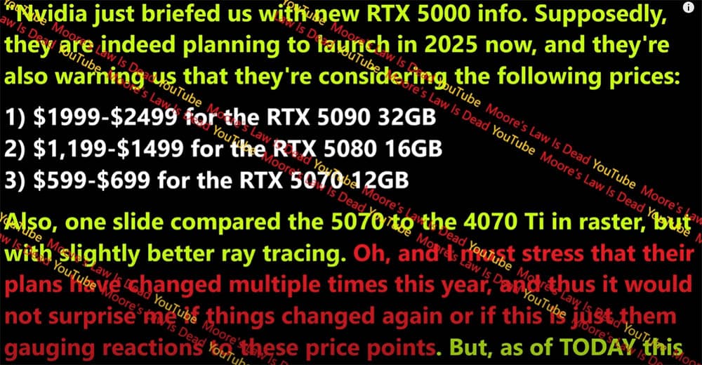 RTX 50 series price leak