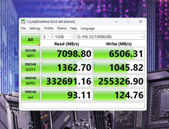 Orico O7000 NVMe SSD 2TB - CrystalDiskMark - Peak Performance Benchmark