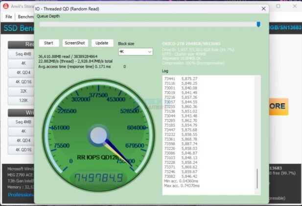 Orico O7000 NVMe SSD 2TB - Threaded Read 128QD