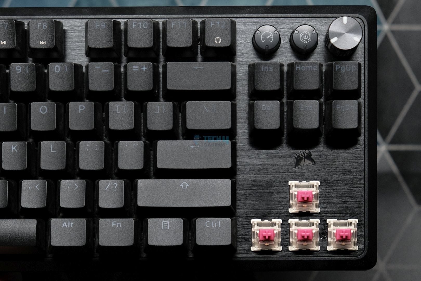 The MLX Plasma switches inside the Corsair K70 Pro TKL