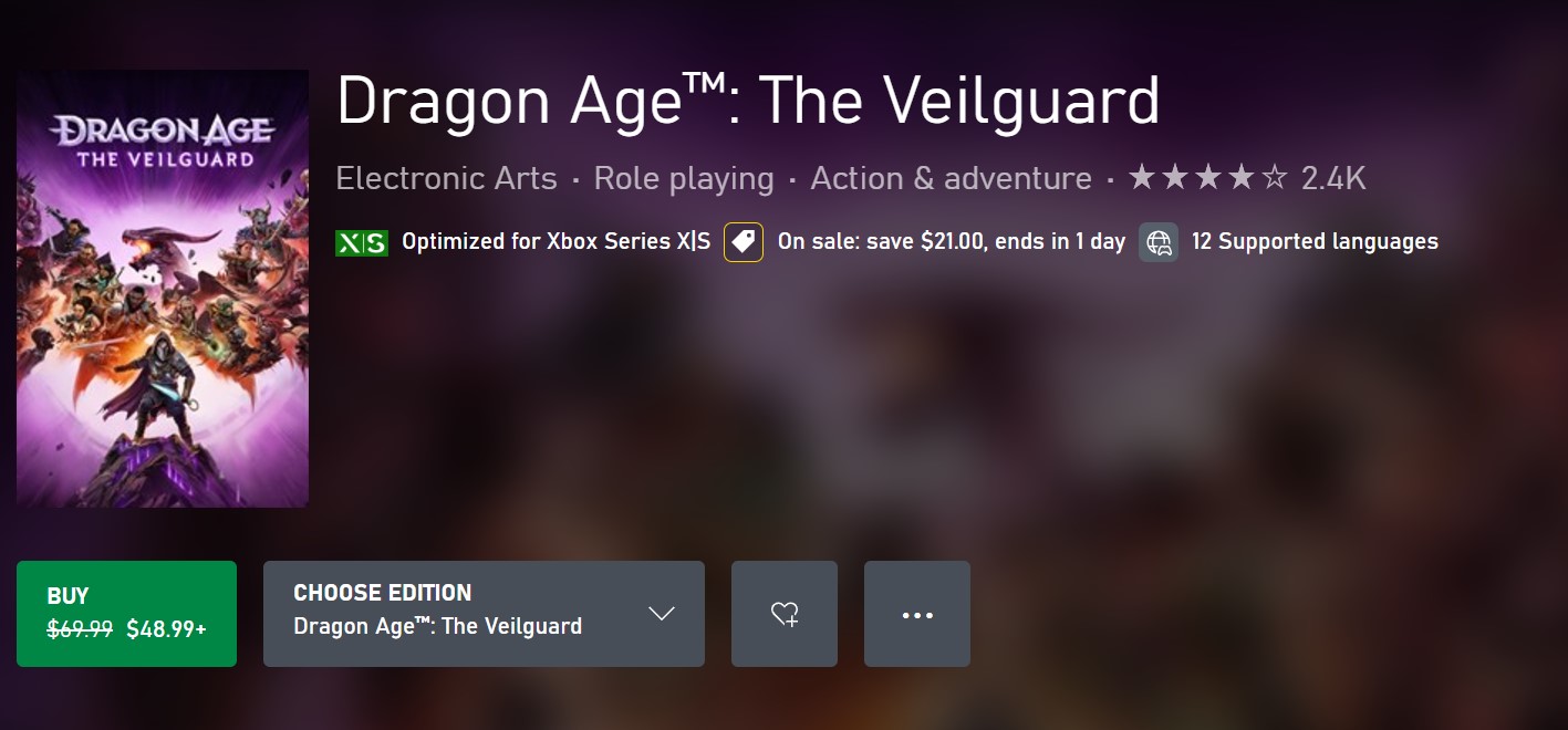 Dragon Age The Veilguard Xbox