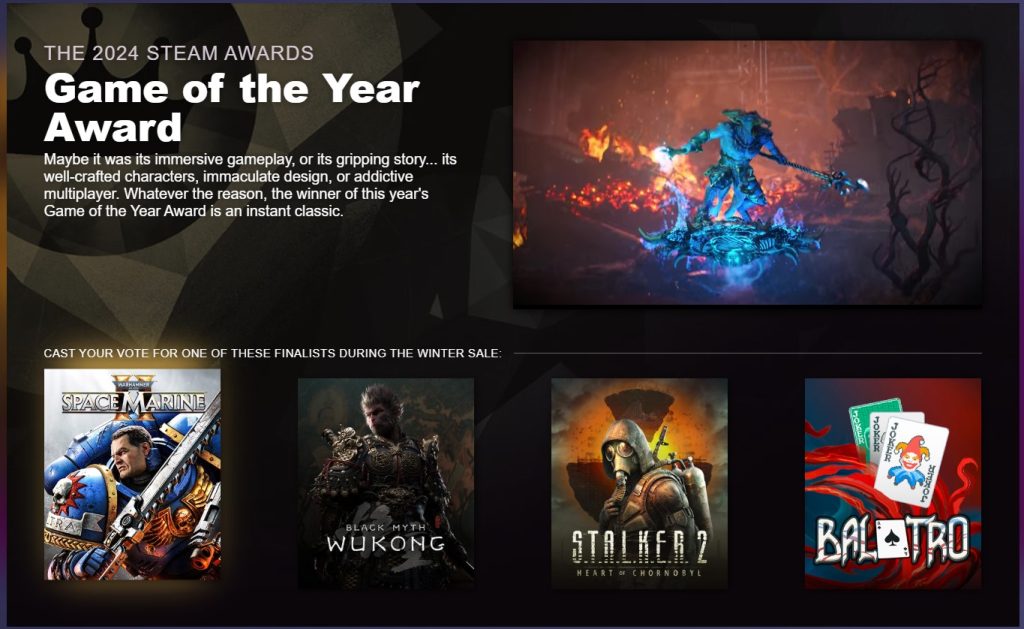 STALKER 2 Has Been Nominated For 3 Major Categories At The Steam Awards Game Of The Year Steam Awards 2024 1024x629 