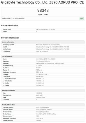 Intel Arc B580 OpenCL Leaked Scores