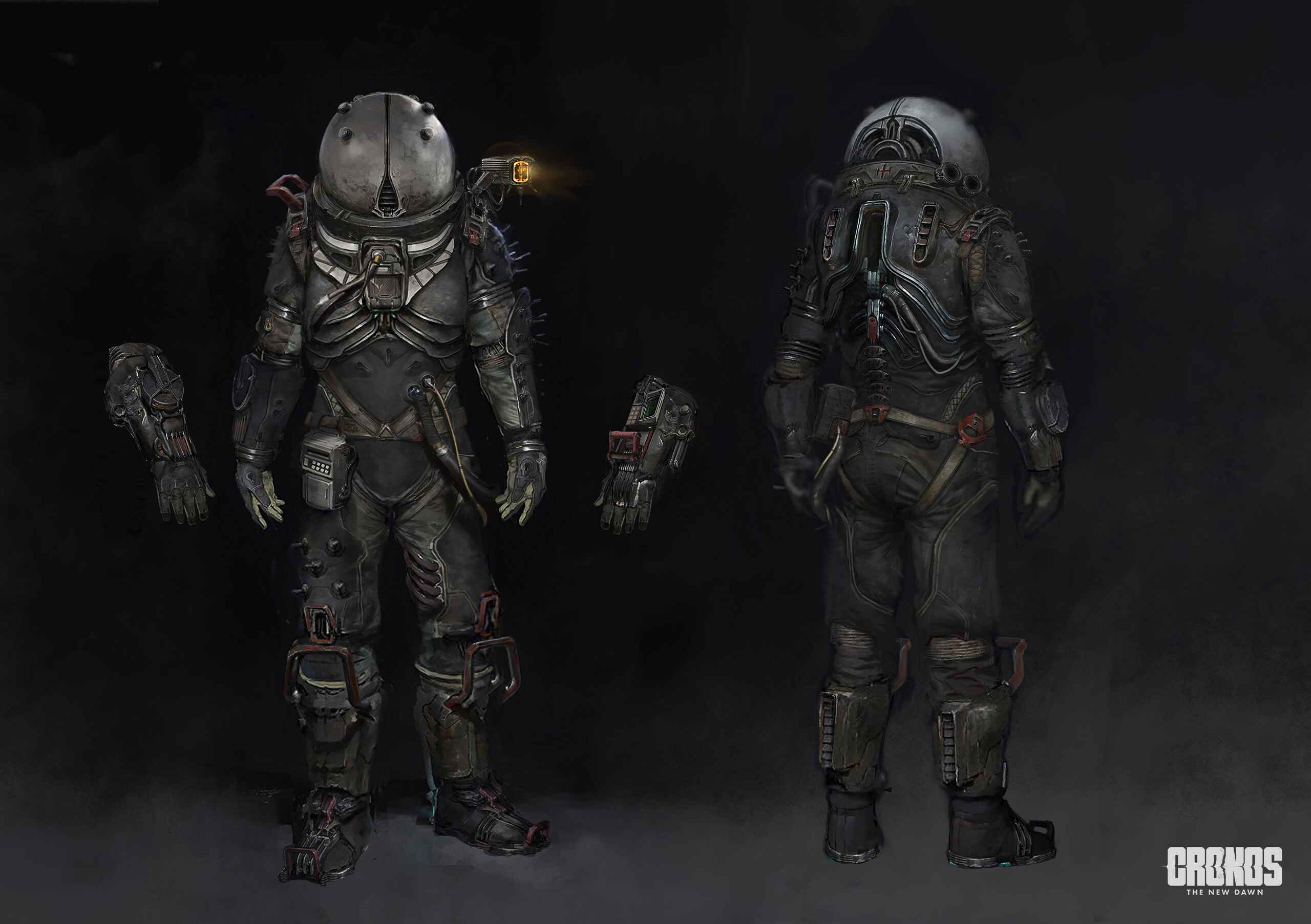 The protagonist's suit is designed for life-threatening combat encounters and exploration.