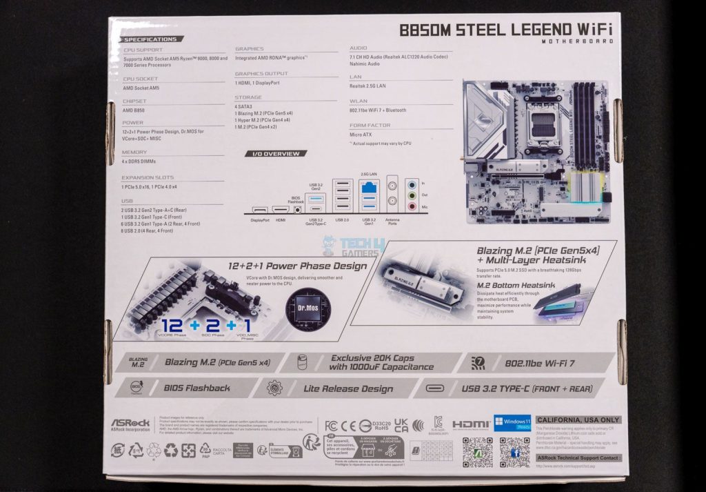 ASRock B850M Steel Legend WiFi- Box Back