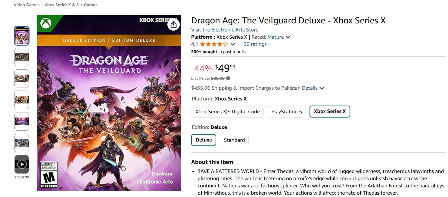 Dragon Age The Veilguard Sale