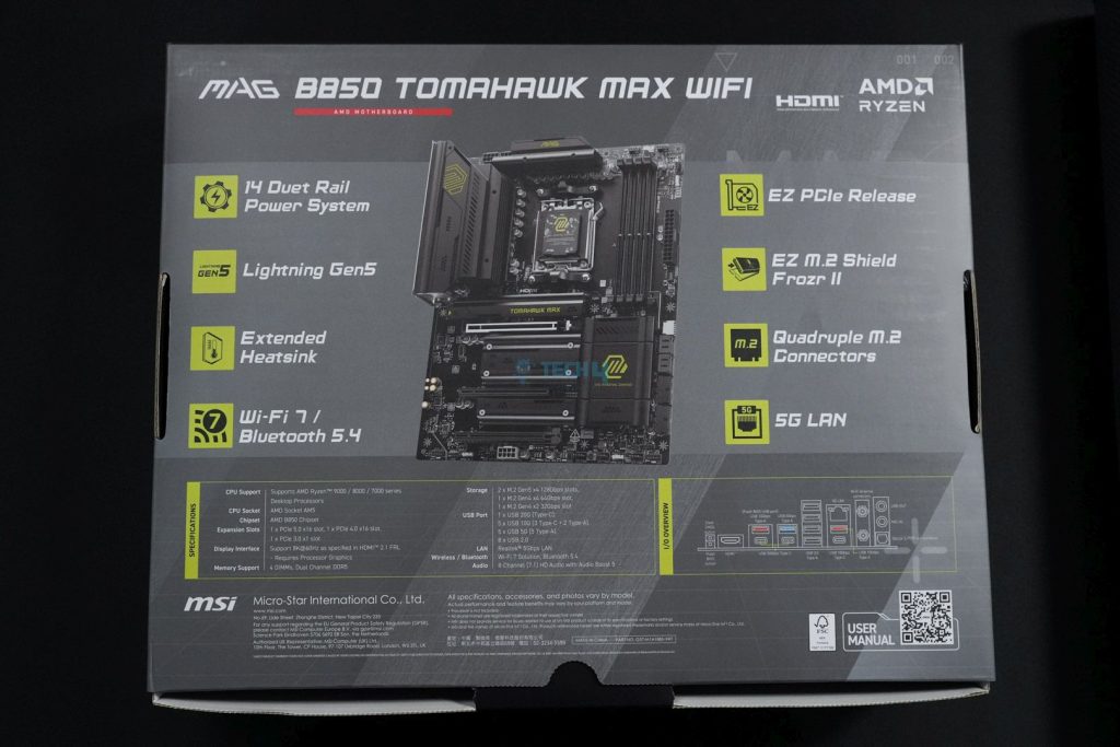 MSI MAG B850 Tomahawk Max WiFi - Box Back