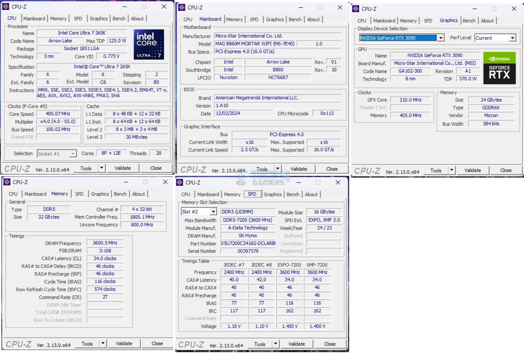 MSI MAG B860 Mortar WiFi — MSI MAG B860 Mortar WiFi CPU Z