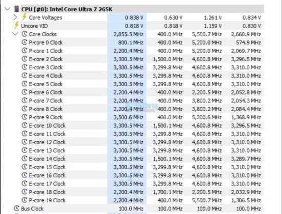 MSI MAG B860 Mortar WiFi - Clocks - Idle