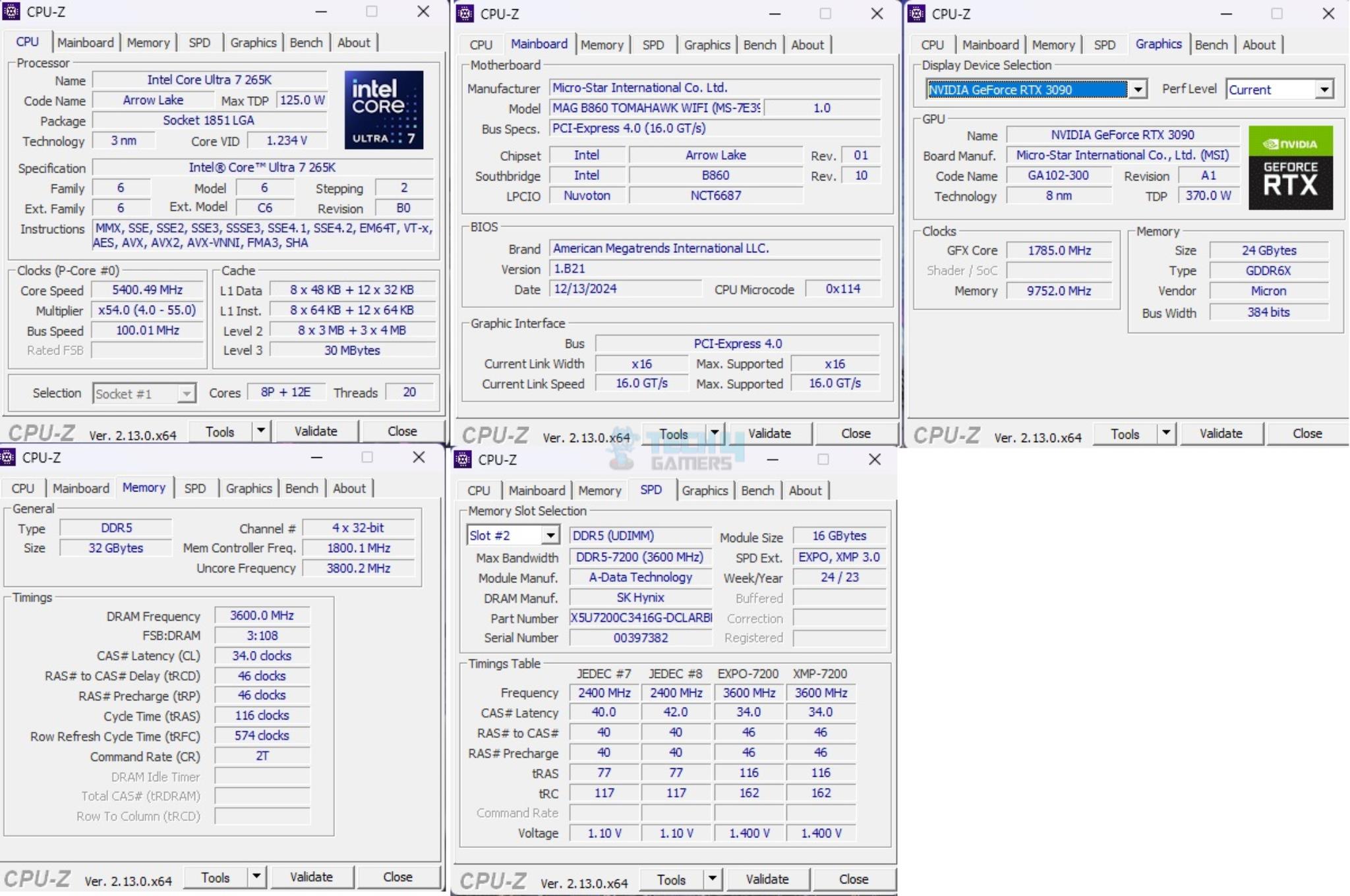 MSI MAG B860 Tomahawk WiFi — MSI MAG B860 Tomahawk WiFi CPU Z