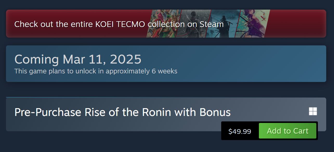 Rise of the Ronin Steam Release