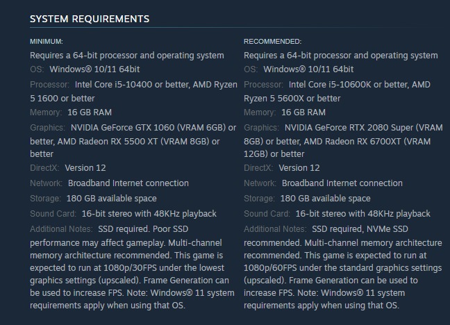 Rise of the Ronin PC Requirements 