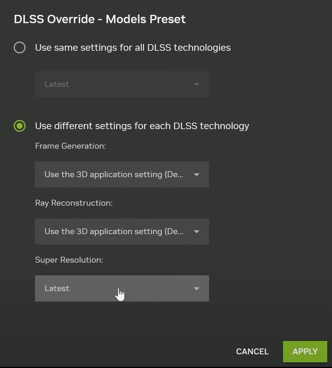 Modify DLSS Override